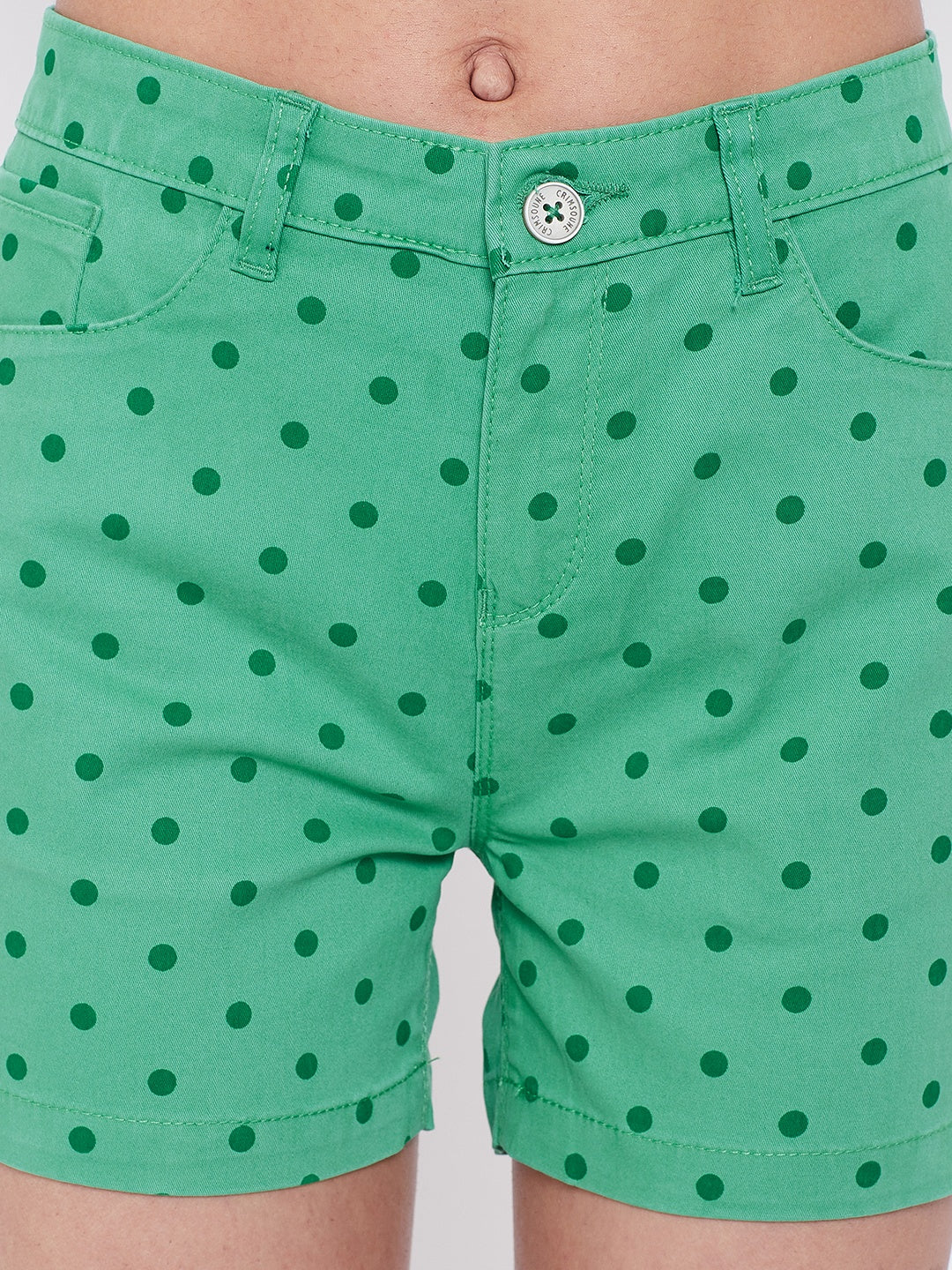 Green Polka Dot Shorts - Women Shorts
