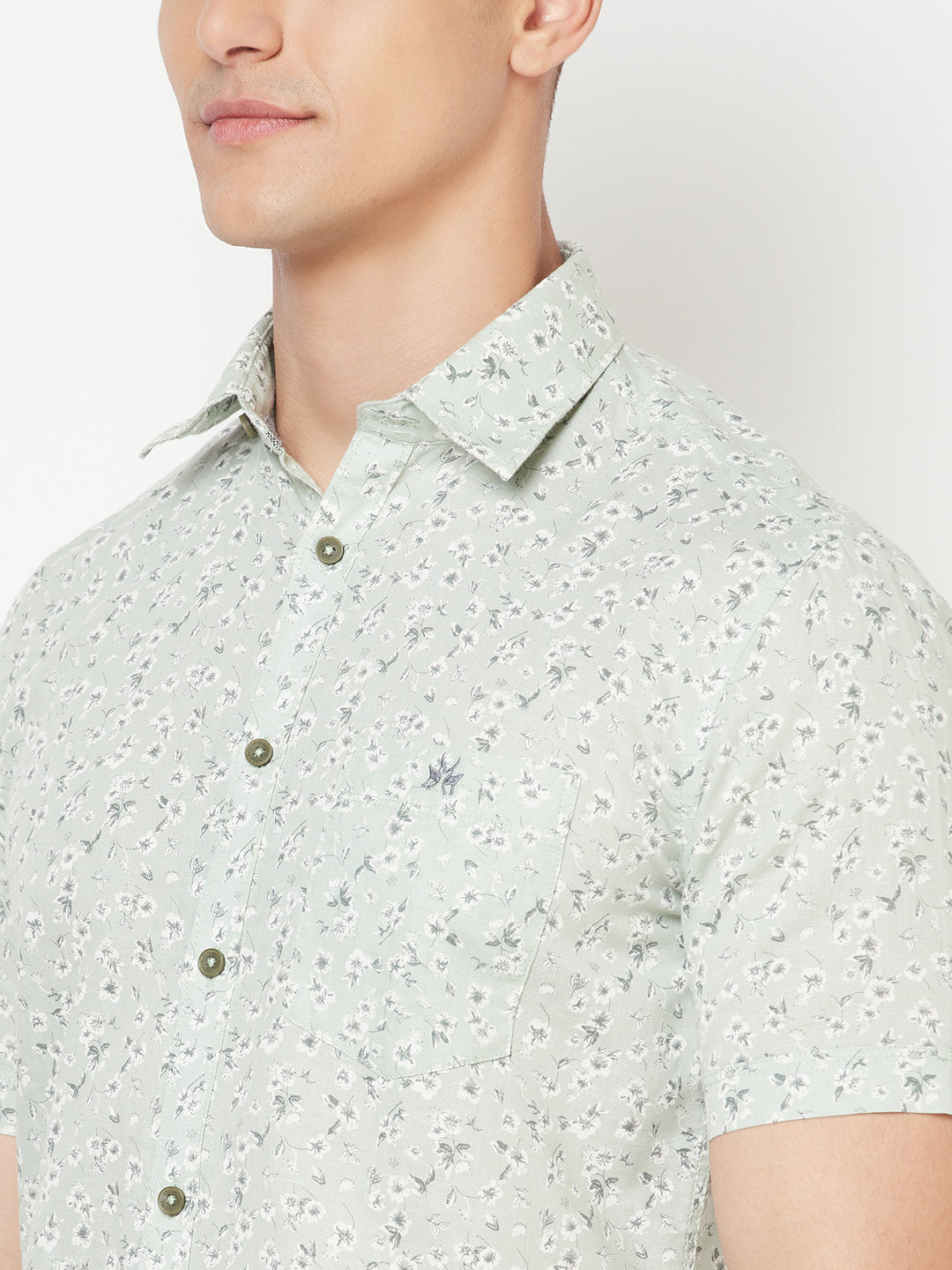 Green Floral Linen Shirt - Men Shirts