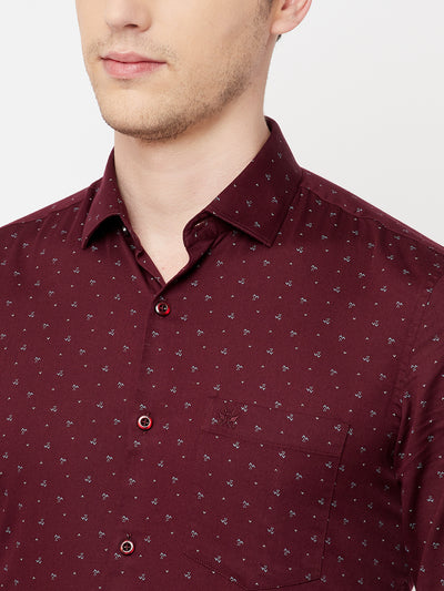 Maroon Printed Casual Shirt - Men Shirts