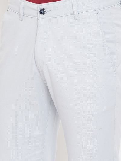 White Slim Fit Trousers - Men Trousers