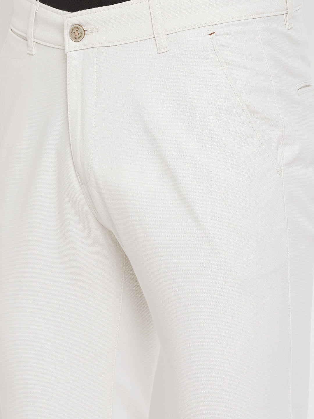 Off White Slim Fit Trousers - Men Trousers