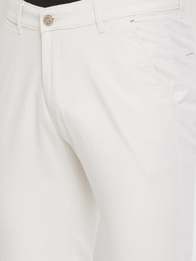 Off White Slim Fit Trousers - Men Trousers