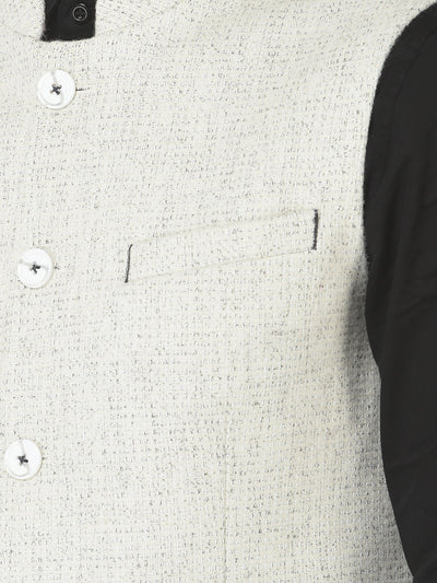  White Textured Waistcoat