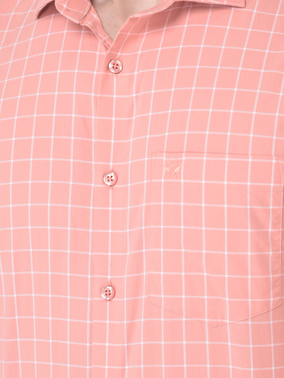  Peach Graph Checked Shirt