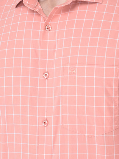  Peach Graph Checked Shirt