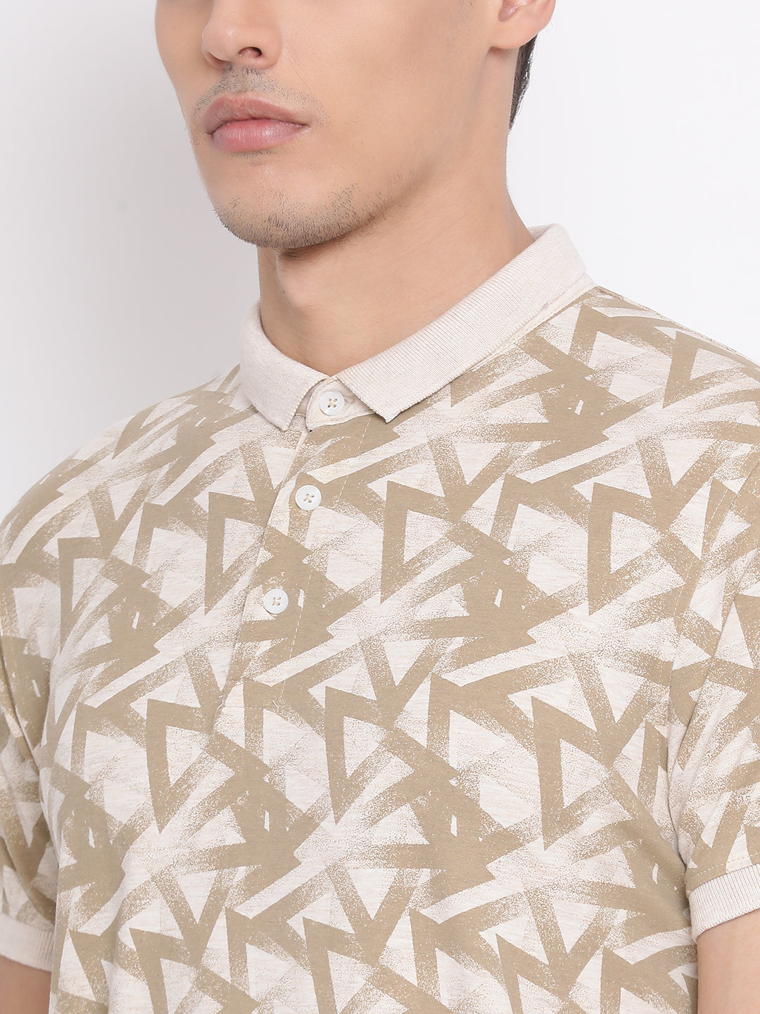 Beige Printed T-shirt - Men T-Shirts