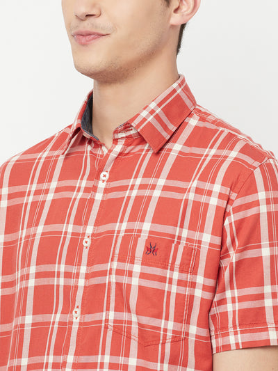 Orange Checked Shirt - Men Shirts