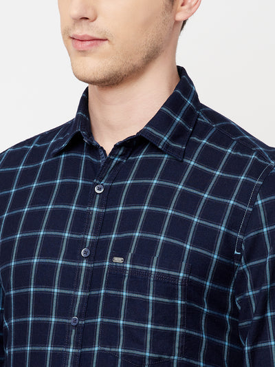 Blue Checked Casual Shirt - Men Shirts