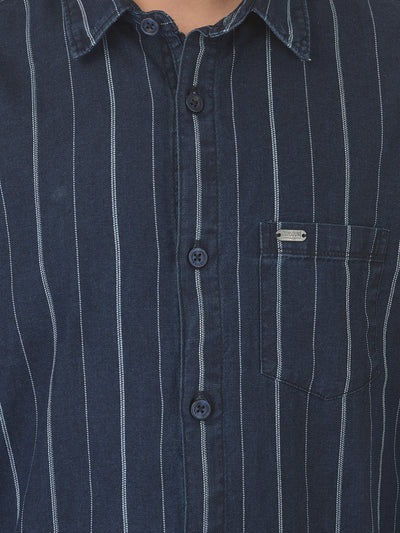 Navy Blue Striped Shirt - Boys Shirts