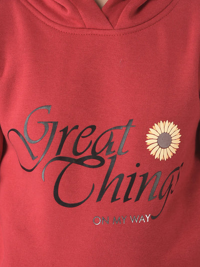  Red Typographic Hoodie