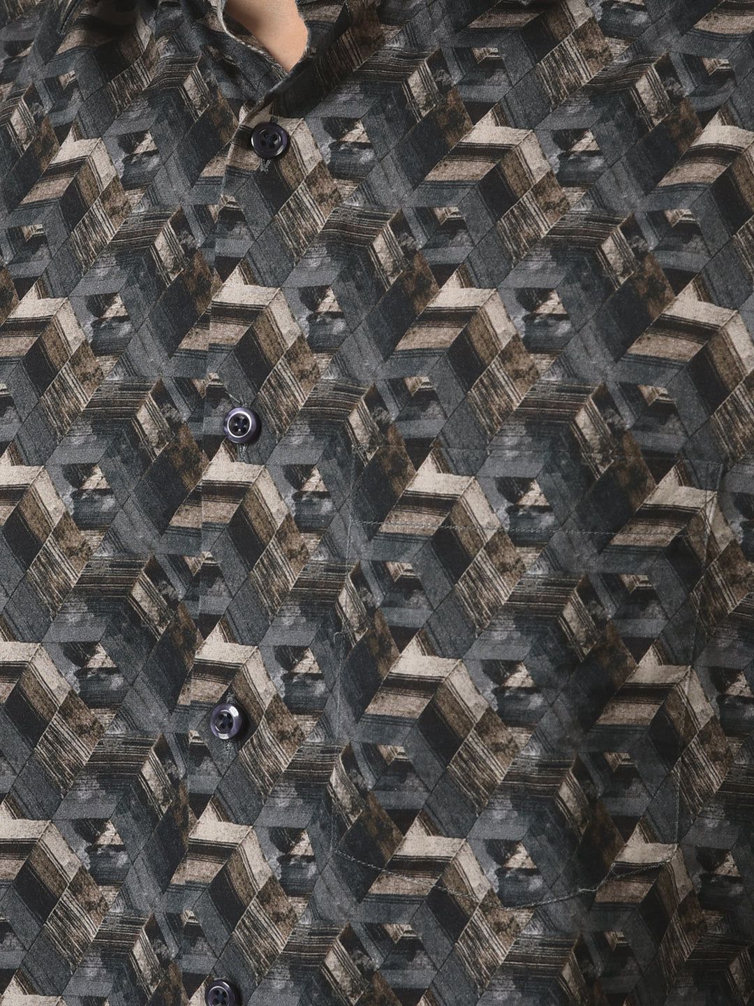Grey Shirt in Abstract Print 