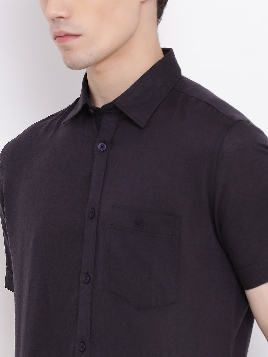 Black Cotton Linen Shirt - Men Shirts