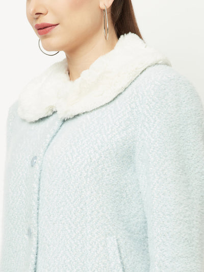  Light Blue Peter-Pan Collar Coat