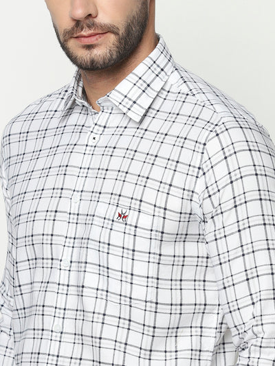 White Tartan Checked Shirt-Men Shirts-Crimsoune Club