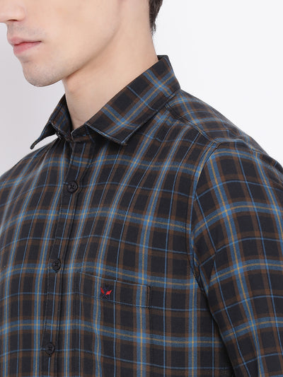 Black Checked Slim Fit Full Sleeves Shirt - Men Shirts