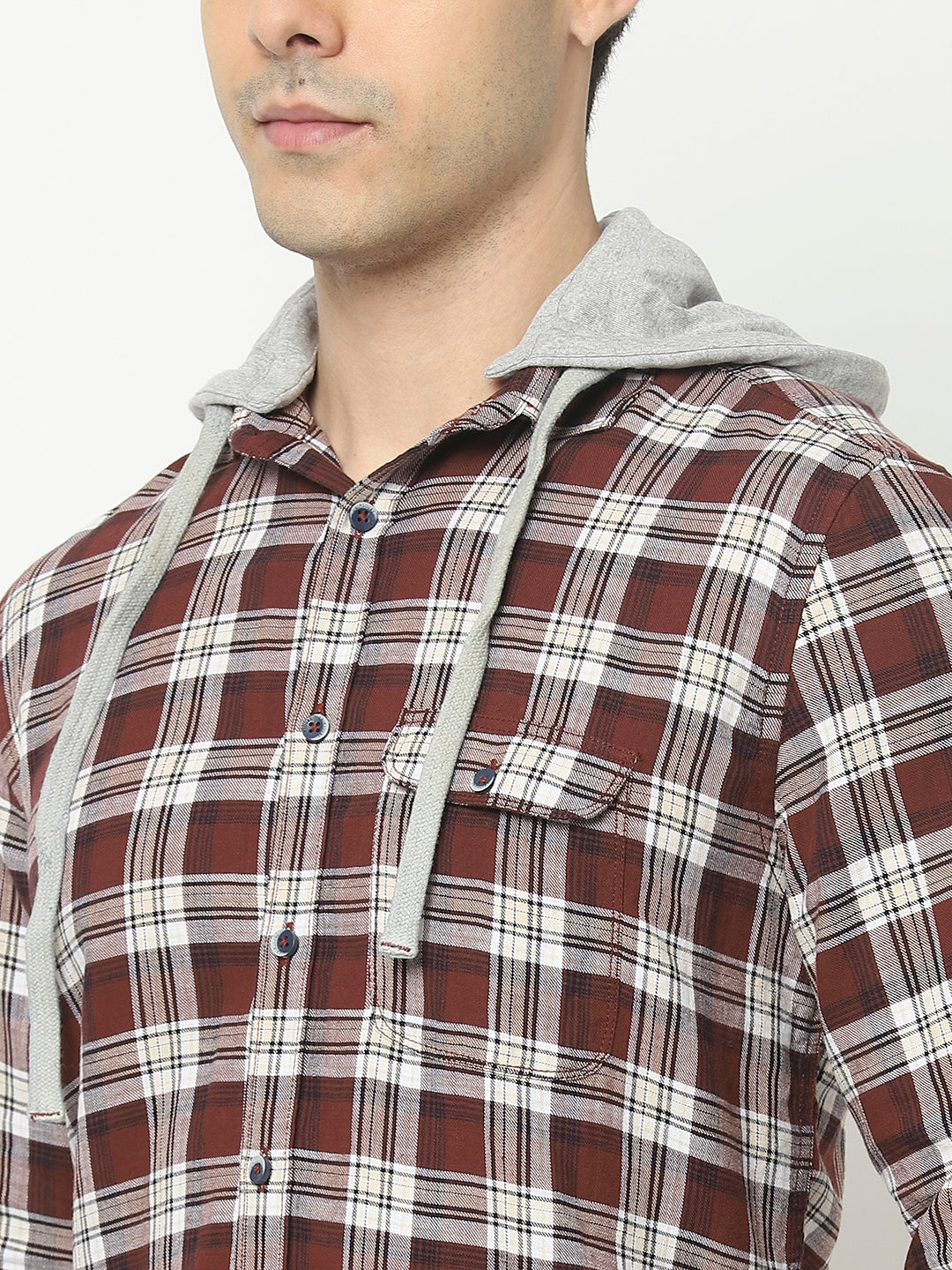  Hooded Shirt in Tartan Checks 