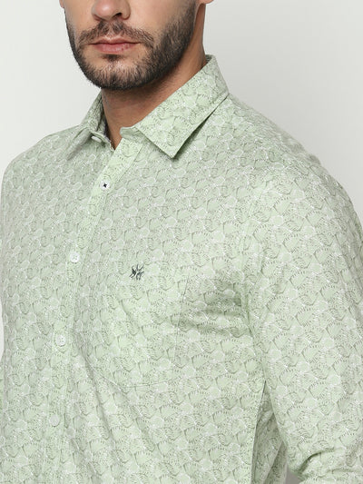 Green Abstract Print Shirt-Men Shirts-Crimsoune Club