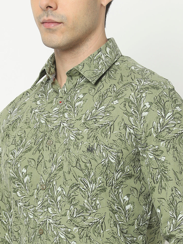  Green Shirt in Floral Print
