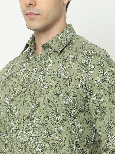  Green Shirt in Floral Print