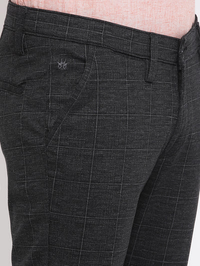 Black Checked Slim fit Trousers - Men Trousers