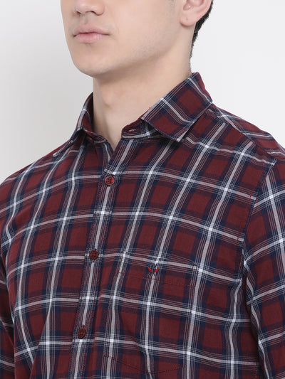 Red Checked Slim Fit shirt - Men Shirts
