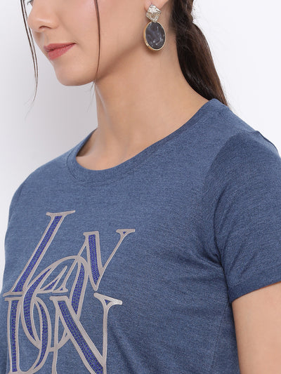 Blue Printed T-shirt - Women T-Shirts