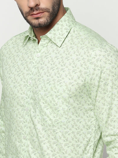 Mint Green Floral Shirt-Men Shirts-Crimsoune Club