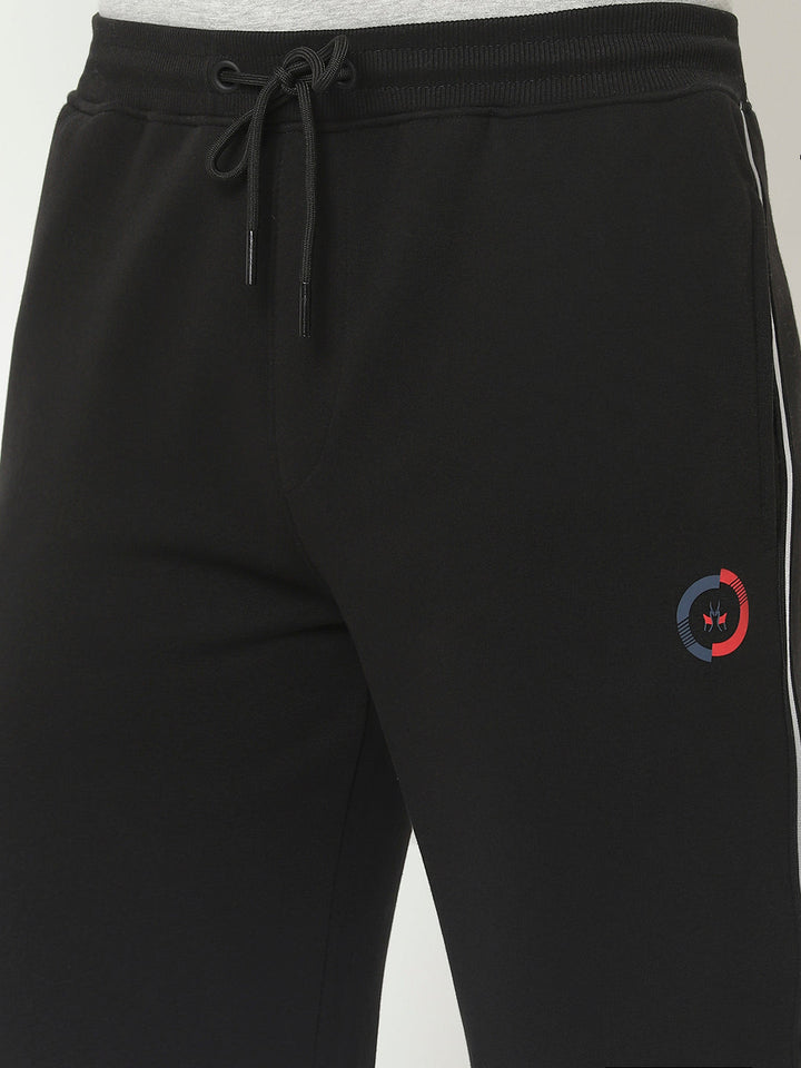  Black Track Pant with Contrast Logo Work