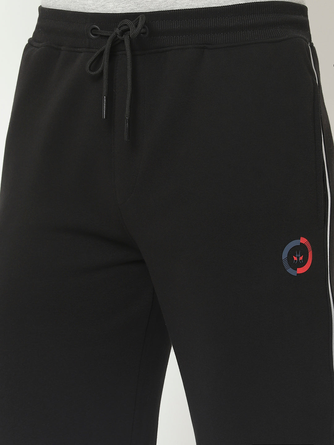  Black Track Pant with Contrast Logo Work