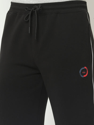  Black Track Pant with Contrast Logo Work