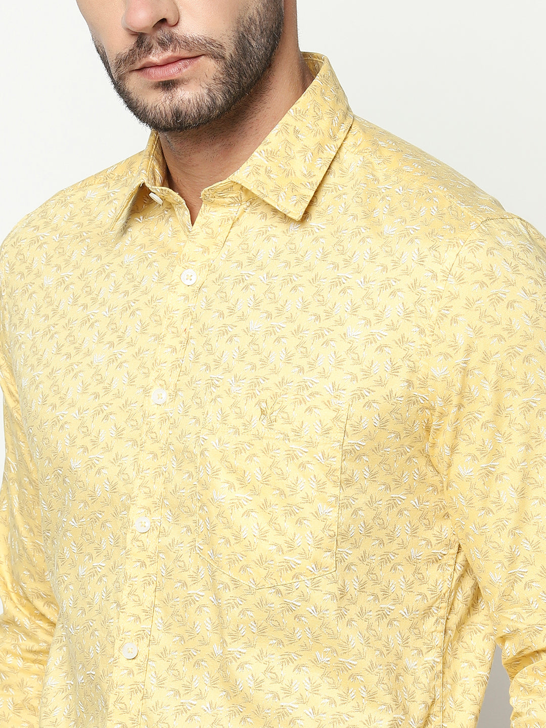 Yellow Floral Shirt-Men Shirts-Crimsoune Club