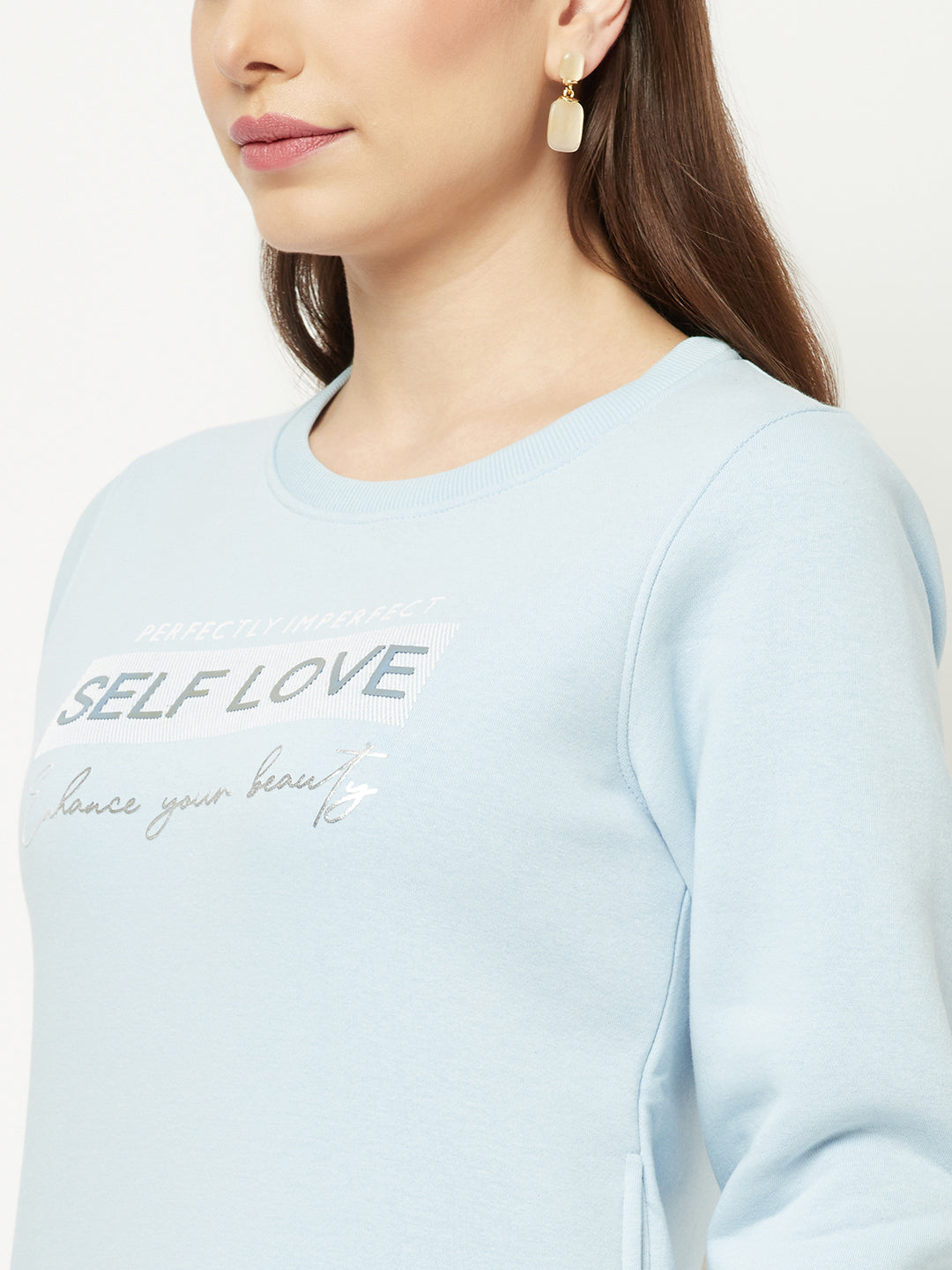  Light Baby Blue Typographic Sweatshirt 