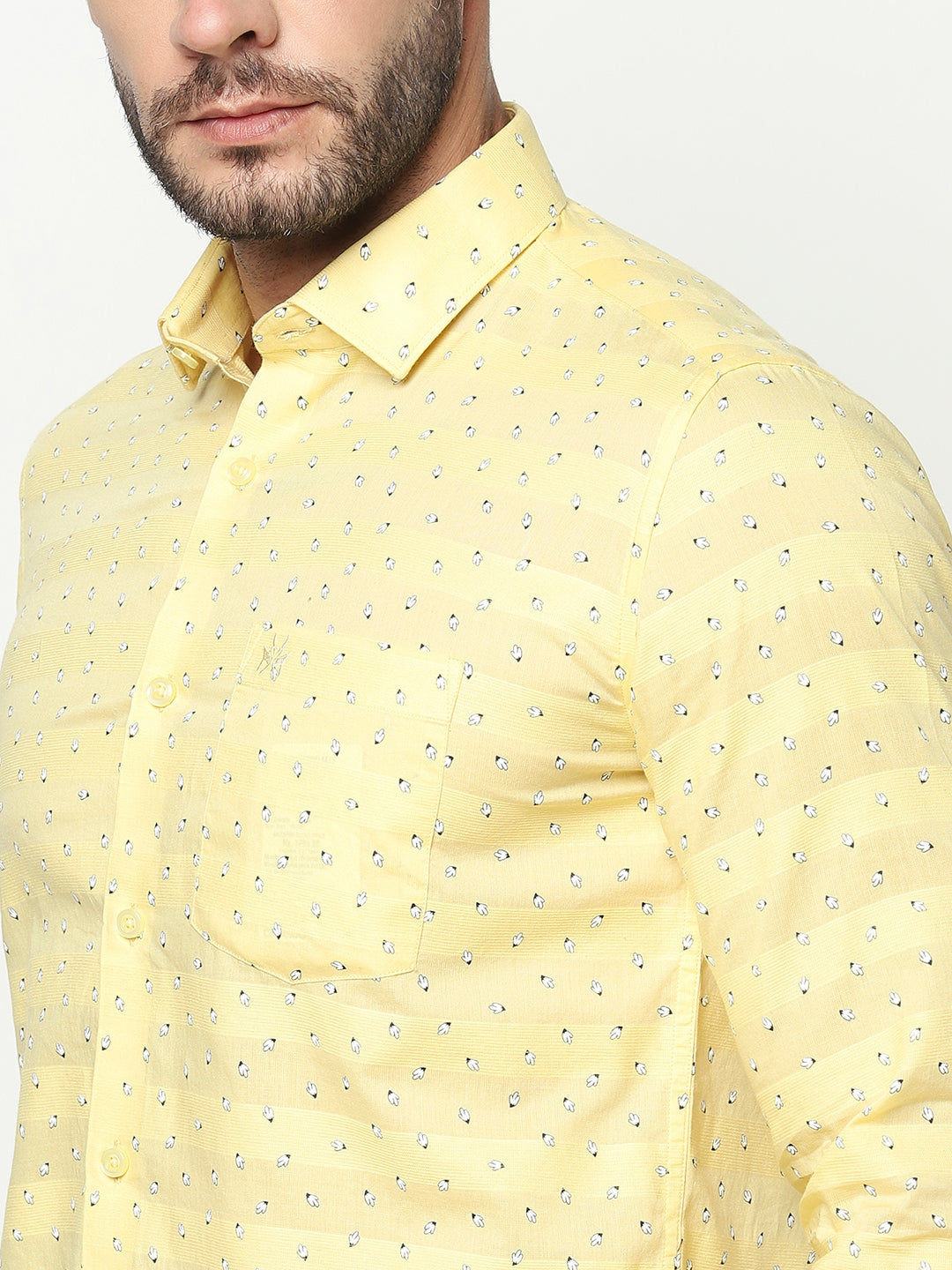 Yellow Abstract Print Shirt-Men Shirts-Crimsoune Club