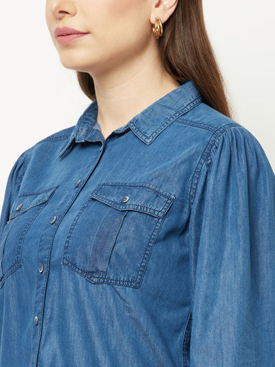  Bishop Sleeve Denim Shirt