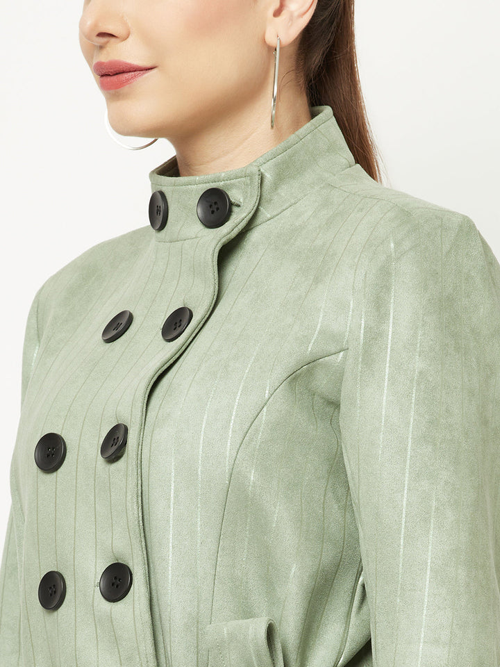  Light Green Striped Over-Coat