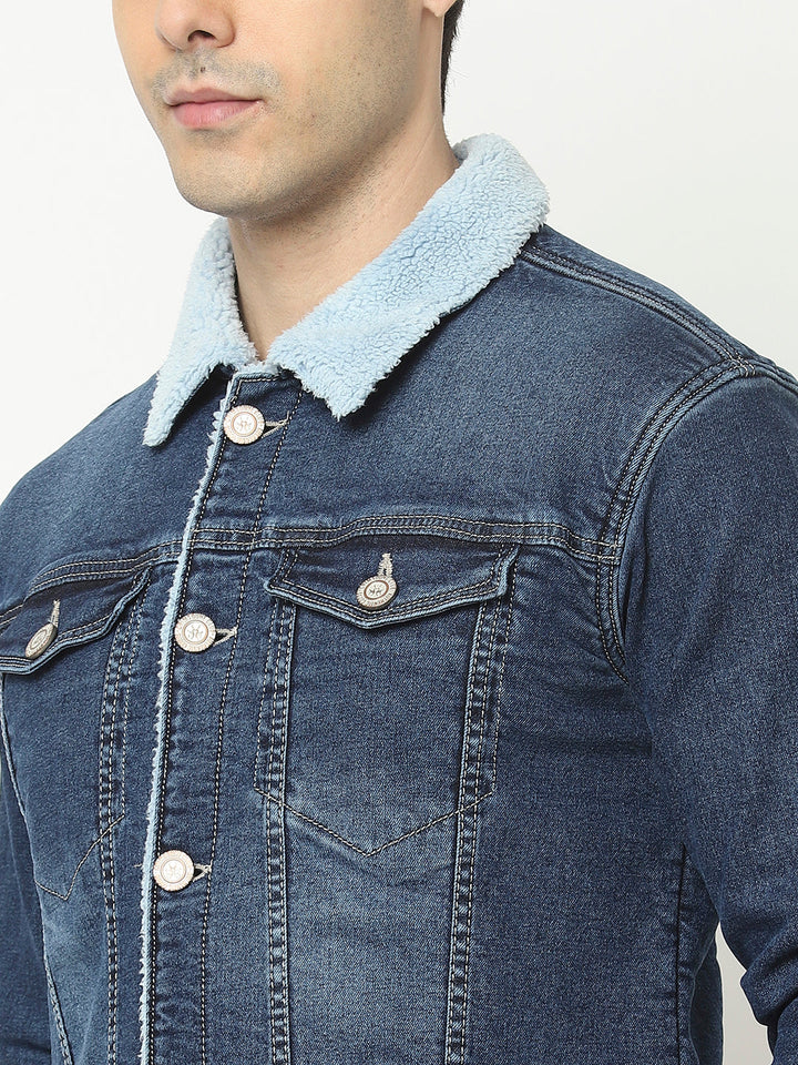  Blue Denim Jacket with Fur Inning