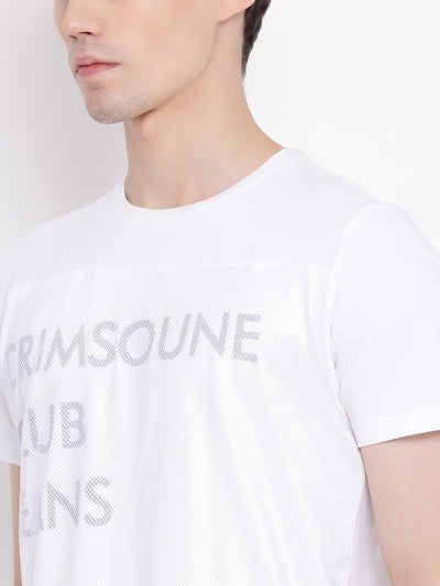 White Printed Round Neck T-Shirt - Men T-Shirts