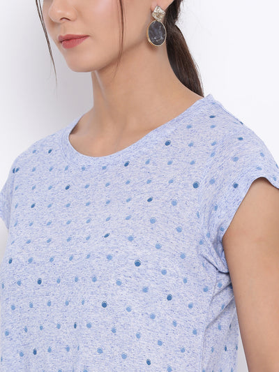 Blue Dotted T-Shirt - Women T-Shirts