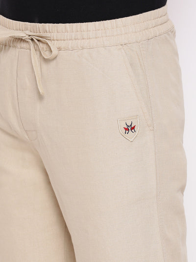 Beige Straight Cotton Lounge Pants - Men Lounge Pants