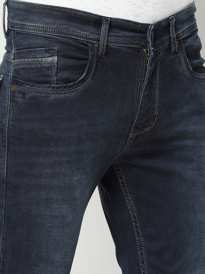 Navy Blue Slim Jeans-Men Jeans-Crimsoune Club