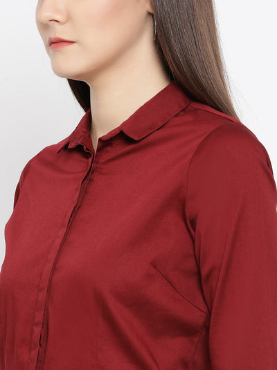 Red Button up Shirt - Women Shirts