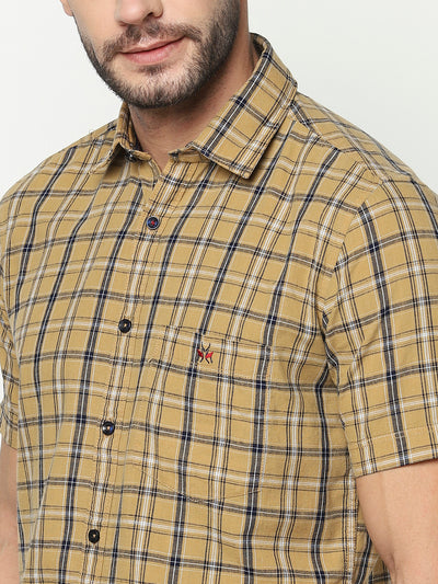 Yellow Checked Shirt-Men Shirts-Crimsoune Club