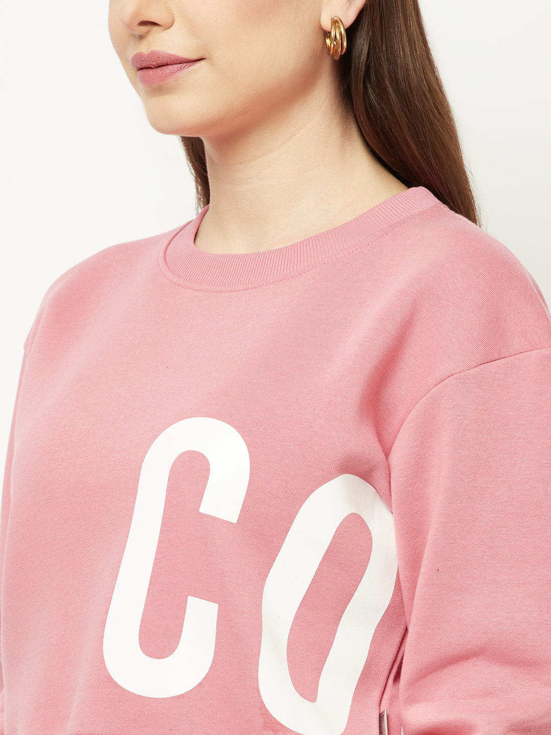  Pink Cropped Typographic Sweatshirt