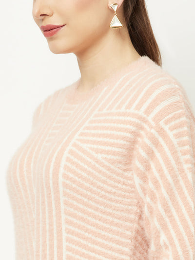  Fuzzy Pink Abstract Sweater