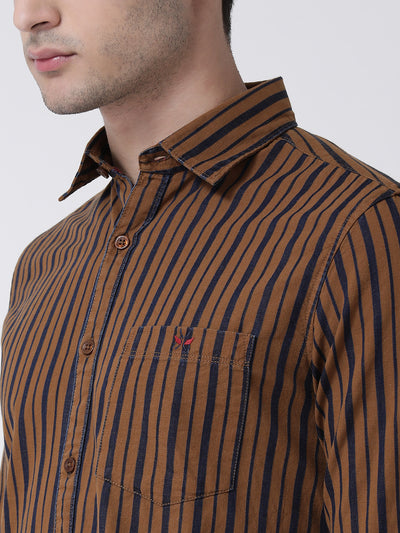 Brown Striped Shirt - Men Shirts