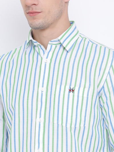 Green Striped Button up Shirt - Men Shirts