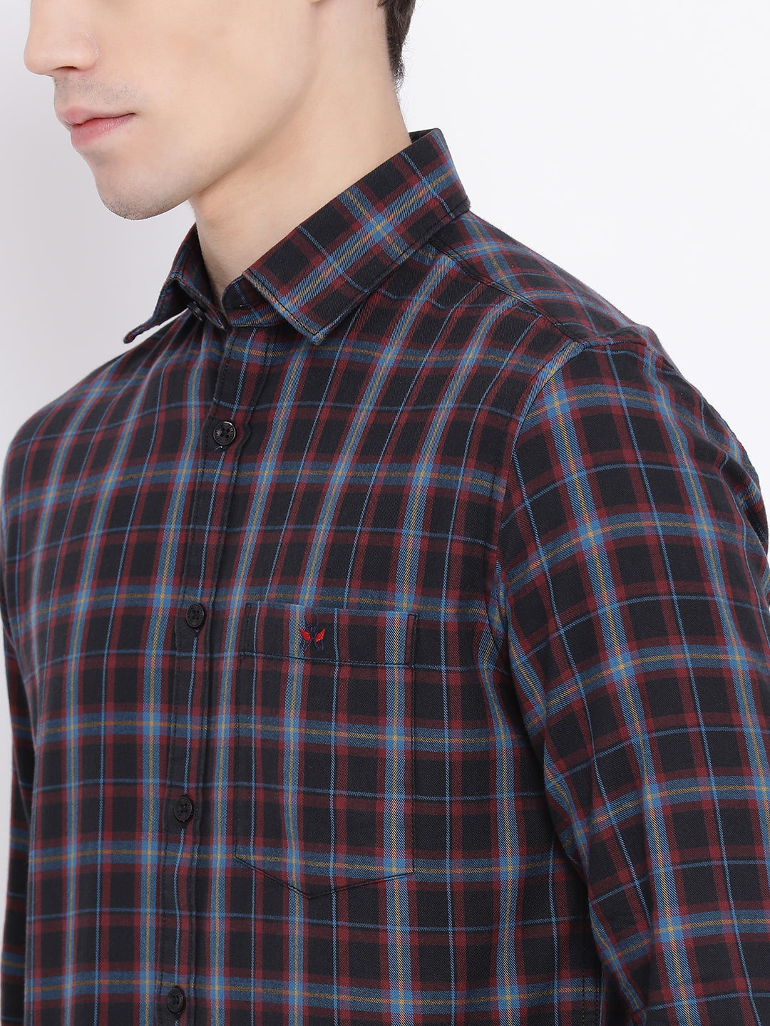 Black Checked Slim Fit Full Sleeves Shirt - Men Shirts