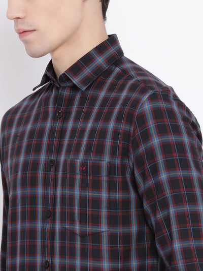 Black Checked Slim Fit Full Sleeves Shirt - Men Shirts