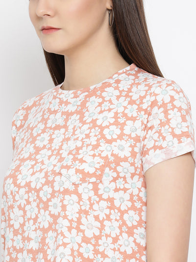 Orange Floral Top - Women Tops