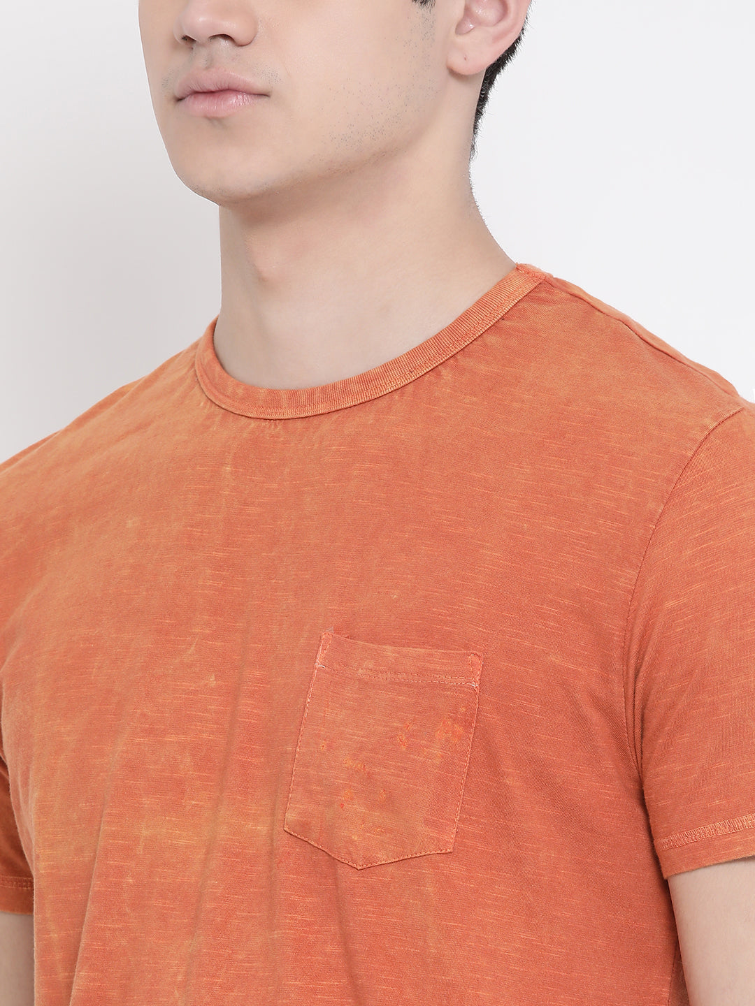 Orange Round Neck T-Shirt - Men T-Shirts
